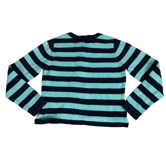 Vineyard Vines Girls Crop Cardigan Size Medium Navy Striped - Picture 2 of 7